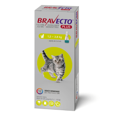Bravecto Plus Gato Pipeta 1.2 kg a 2,8 kg1