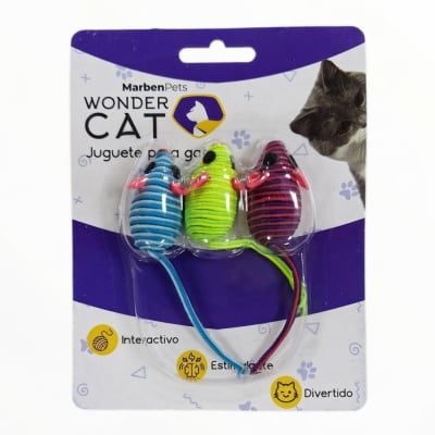 Set 3 ratones con cuerda para gatos1