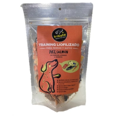 Tributo snack training Salmon y Frutas 100 grs1