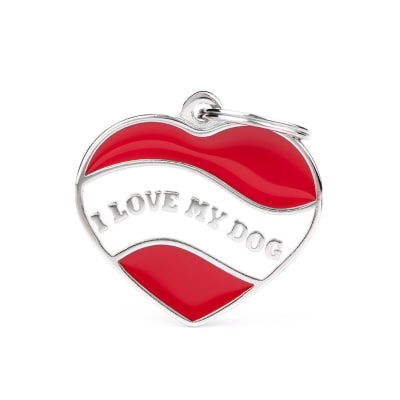 Placa My family Charms corazon I love My Dog1