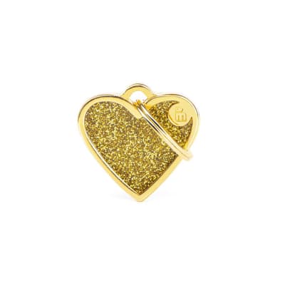 Placa My family corazón pequeño dorado y glitter1