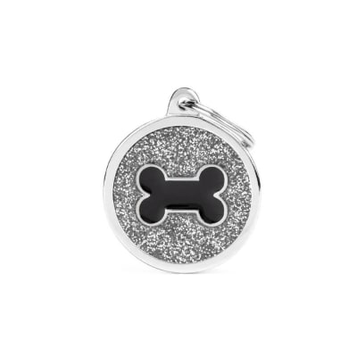 Placa My family Círculo Grande Gris Con Glitter1