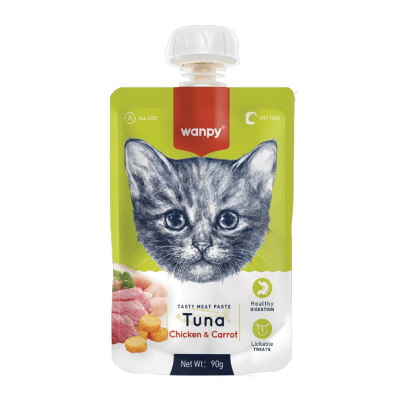 Pasta para gatos Atún, Pollo y Zanahorias  90 grs1