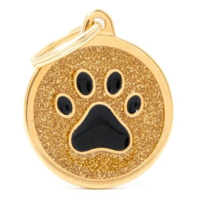 Placa my family Circulo Grande Con Glitter y Huella Negra1