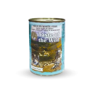 Taste of the wild Adulto y Senior Whitefish/tuna  Lata 390 grs.1