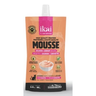 Ikai mousse de salmón y camarón para gatos 60 grs.2
