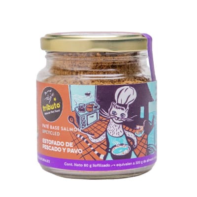 Tributo pate gato Estofado de pescado y pavo 80 grs1