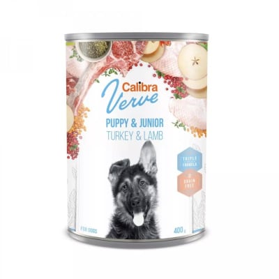 Calibra Dog lata Verve Puppy Pavo & Cordero 400 gr1