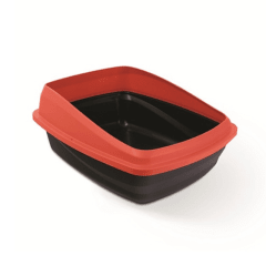 Cat Love baño con borde gris/rojo