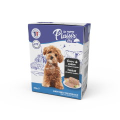 Plaisir chef perro adulto paté de pescado con pasta y calabacines 380 grs