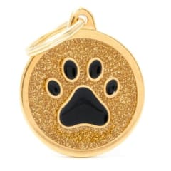 Placa my family Circulo Grande Con Glitter y Huella Negra