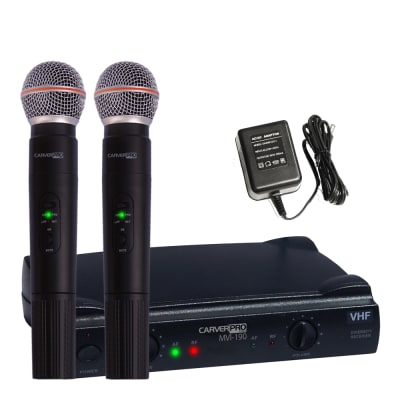 MICROFONO INALAMBRICO VHF DOBLE CON CASE MVI-190 CARVERPRO1