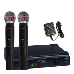 MICROFONO INALAMBRICO VHF DOBLE CON CASE MVI-190 CARVERPRO