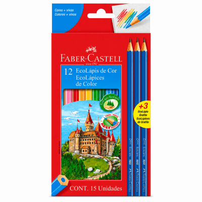 Lapiz Faber Castell 12 colores + 3 Graf. hexa1