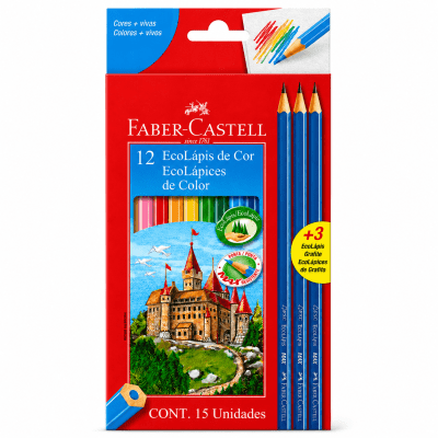 Lapiz Faber Castell 12 colores + 3 Graf. hexa1
