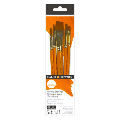 Bl. Set Pinceles Daler Rowney Simply Acrilico 5u1