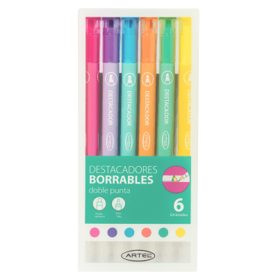 Bl. Destacador Artel Pastel Dp Borrables 6col 277500221