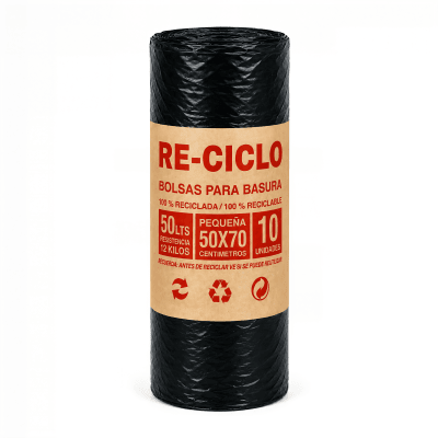 Bolsa Basura Re-ciclo Negro 50x70cm 10u1