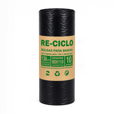 Bolsa Basura Re-ciclo Negro 80x110cm 10u1
