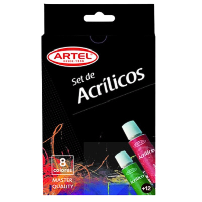 set acrilico artel 8col pomo 12ml1