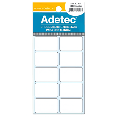 Etiquetas Adetec 25x40mm 100U 1211