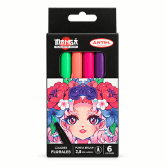 Marcador Artel Manga Brush 6u COLORES FLORALES