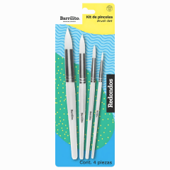 Bl. Set Pinceles Barrilito 4u Mango Blanco KPR4