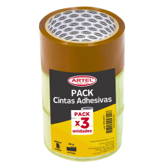 Pack cinta embalaje Artel 2transp+1brown 10930317