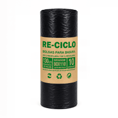 Bolsa Basura Re-ciclo Negro 80x110cm 10u