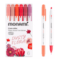 Marcador Monami Doble Punta 6col Dusty Flora