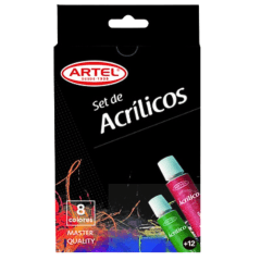 set acrilico artel 8col pomo 12ml