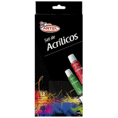 set acrilico artel 12col pomo 12ml
