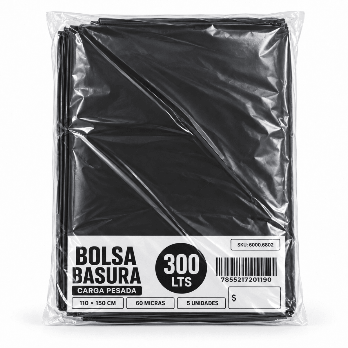 Bolsa Basura 60mic Negro 110x150cm 5u 0