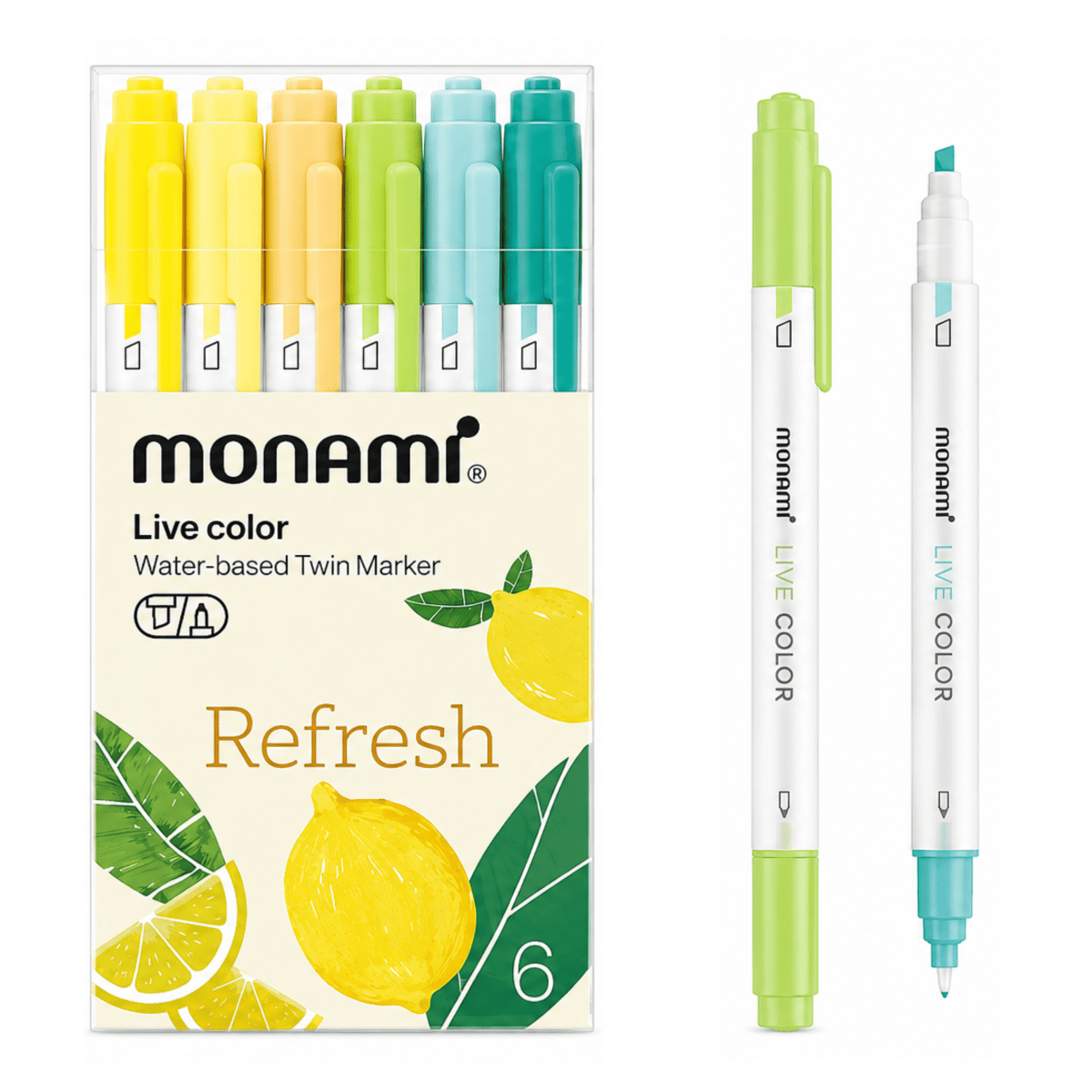 Marcador Monami Doble Punta 6col Refresh 0