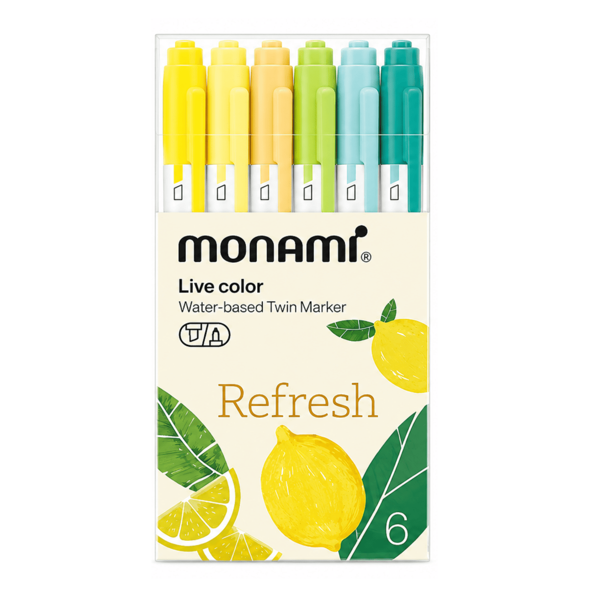 Marcador Monami Doble Punta 6col Refresh2