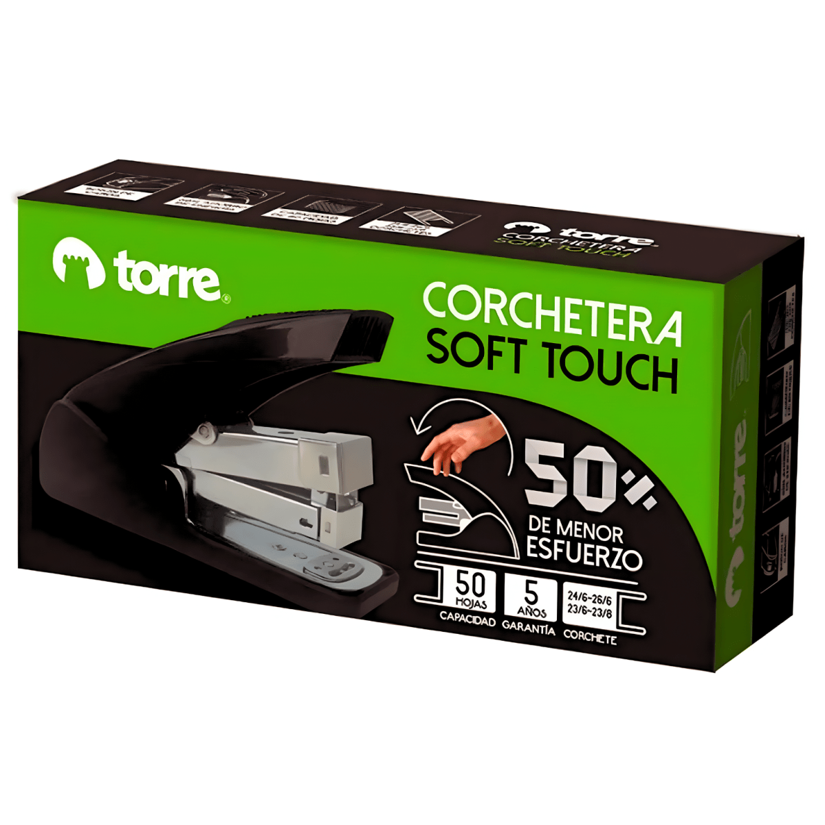 Corchetera Torre soft touch negro 26/6 50h 307122