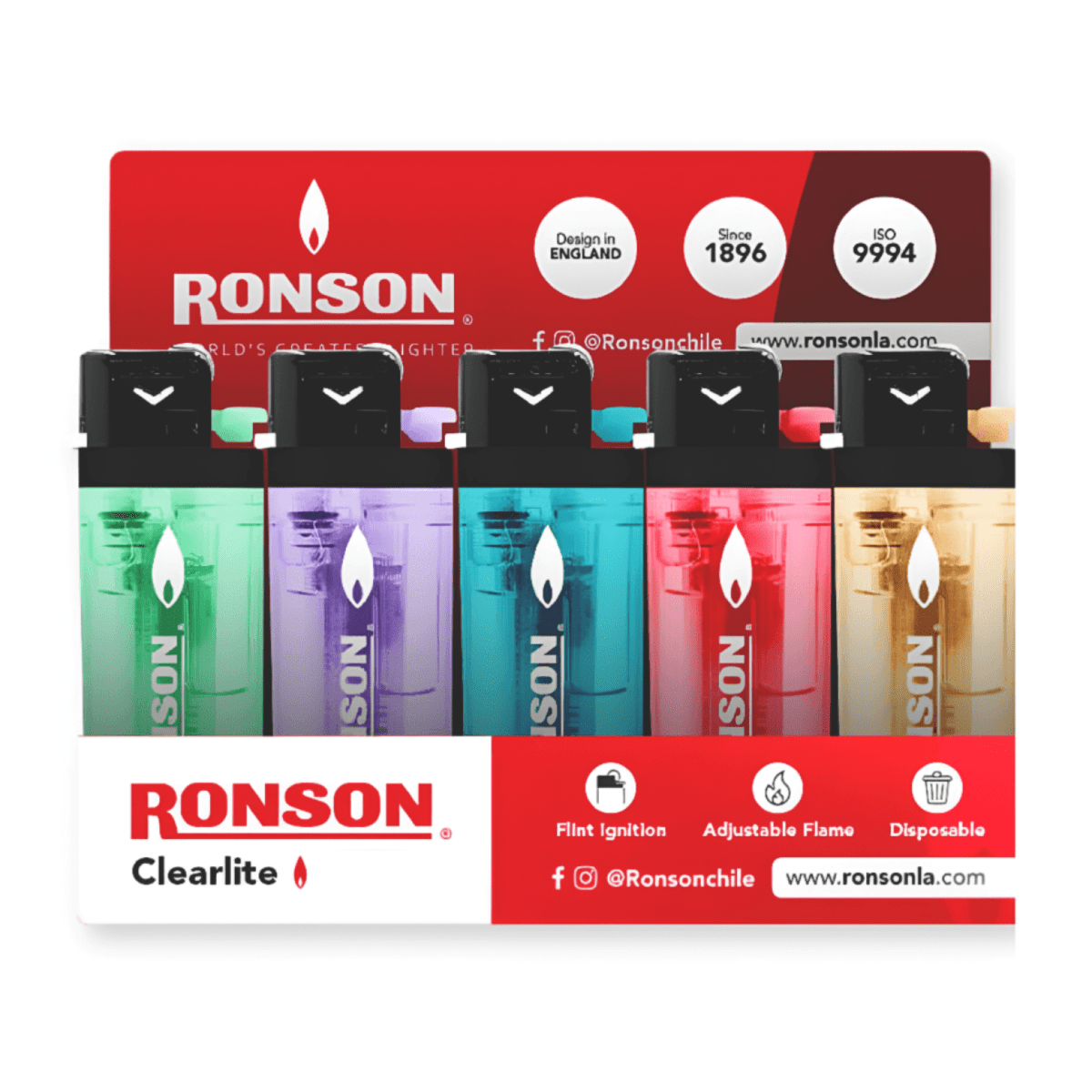 Encendedor Ronson traslucido clearlite 20u RRL10021A 0