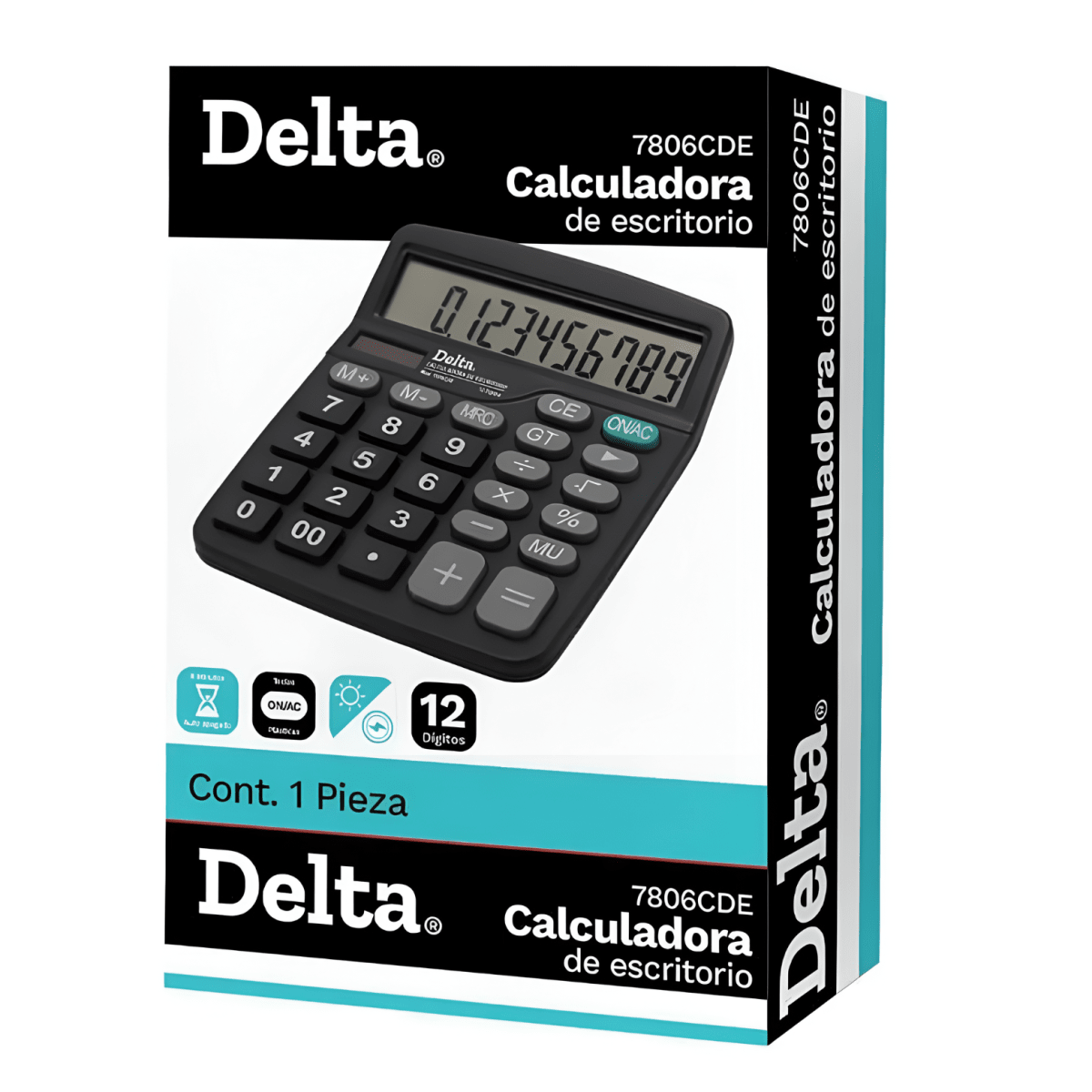 Calculadora Delta escritorio 12D Solar 7807CDE2