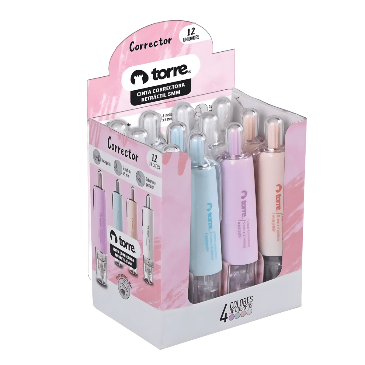 cinta correctora torre 5mm 6m pastel 331342