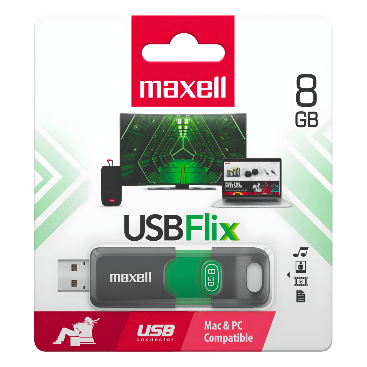 Pendrive Maxell USB FLIX 8GB Verde 2.0 0