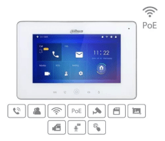 Dahua DHI-VTH5221DW MONITOR WIFI VIDEO,PORTERO 7''(1024*600),MIC SD 8G ,Color Blanco,12V,PoE.