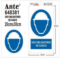 SENALETICA USO OBLIGATORIO DE CASCO 20x30cm