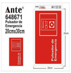 SENALETICA PULSADOR DE EMERGENCIA 20x30cm