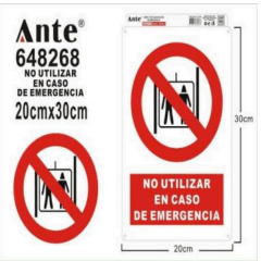 SENALETICA NO UTILIZAR EN CASO DE EMERGENCIA 20x30cm