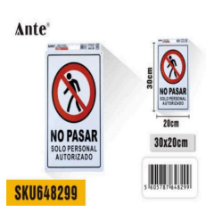SENALETICA PROHIBIDO EL PASO 20x30cm