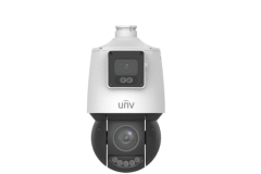 UNV Cámara IP PTZ Dual 4MP+4MP LightHunter 25X Seguimiento Automático Audio PoE+ Color 24hrs