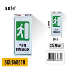 SENALETICA VIA DE EVACUACION 20x30cm 5605787648619