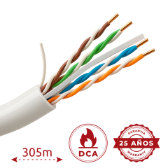 MES UNV Cable UTP CAT6 Cobre 100% 305m Cubierta LSZH Color blanco UV-UTP6-300-BC24AWG-DCA-B-W