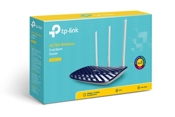 Tp-Link Router Archer C20 WiFi AC750 doble banda 1 puerto 10/100 WAN, 4 puertos 10/100 LAN4