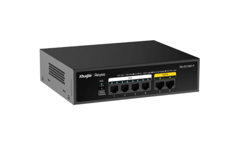 RUIJIE Switch PoE no administrado RG-ES106F-P de 6 puertos 10/100 Mbps1